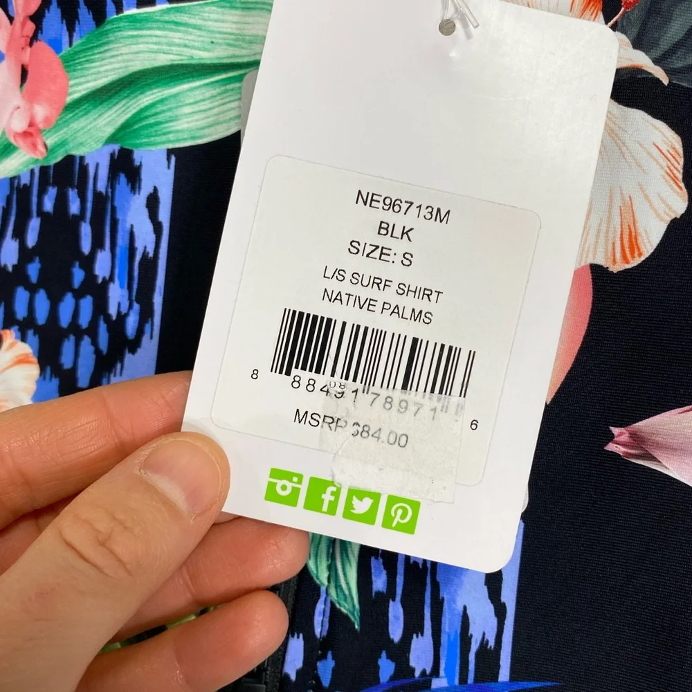 NWT Next Long Sleeve Surf Shirt in Native Palms Size Small